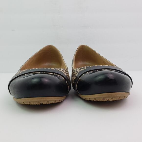 Crocs Womens Size 9 Brown Leopard Black Tie Slip On Comfort Ballet Flats Shoes - Picture 6 of 11